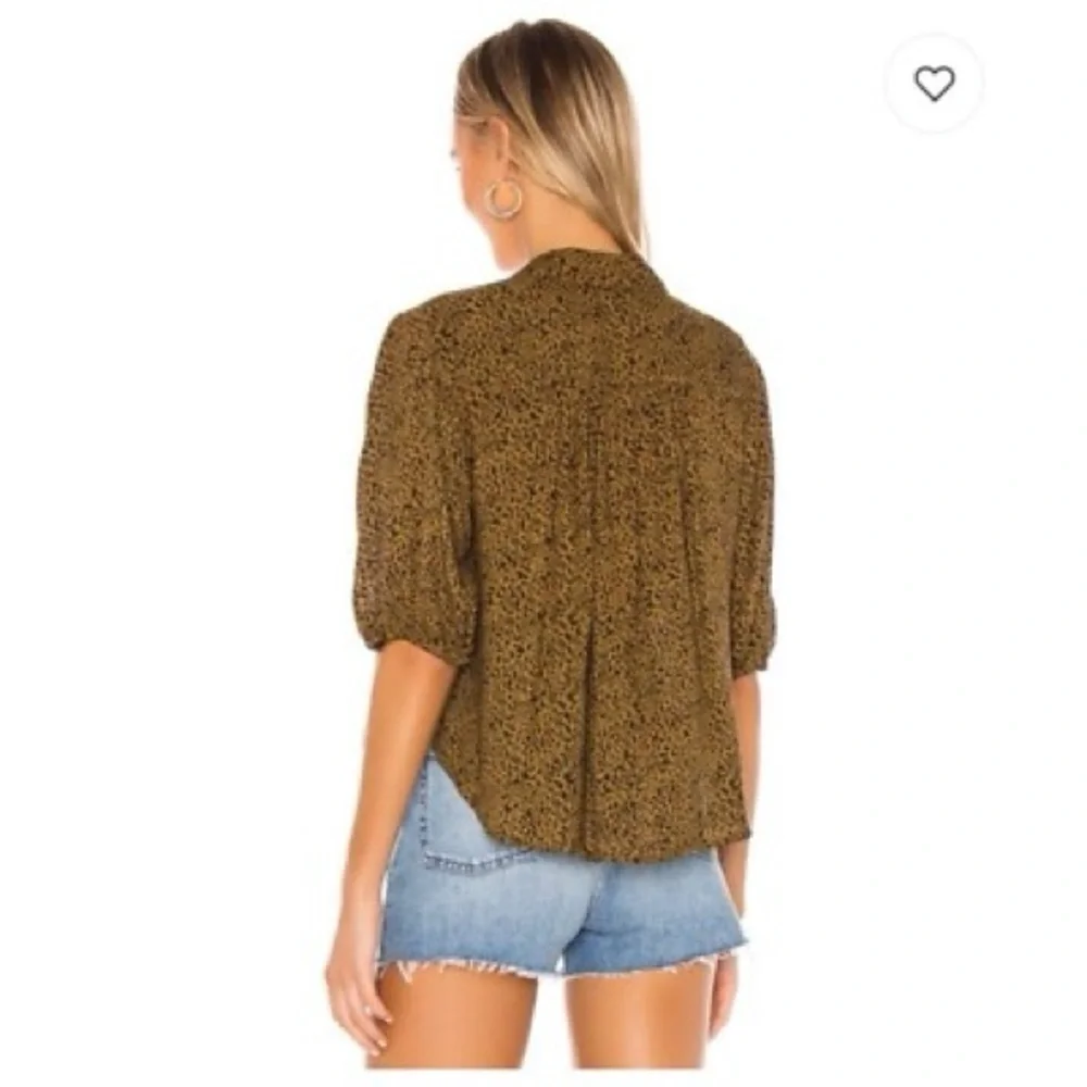 FREE PEOPLE ~ Celia Printed Blouse in Brown‎ XS